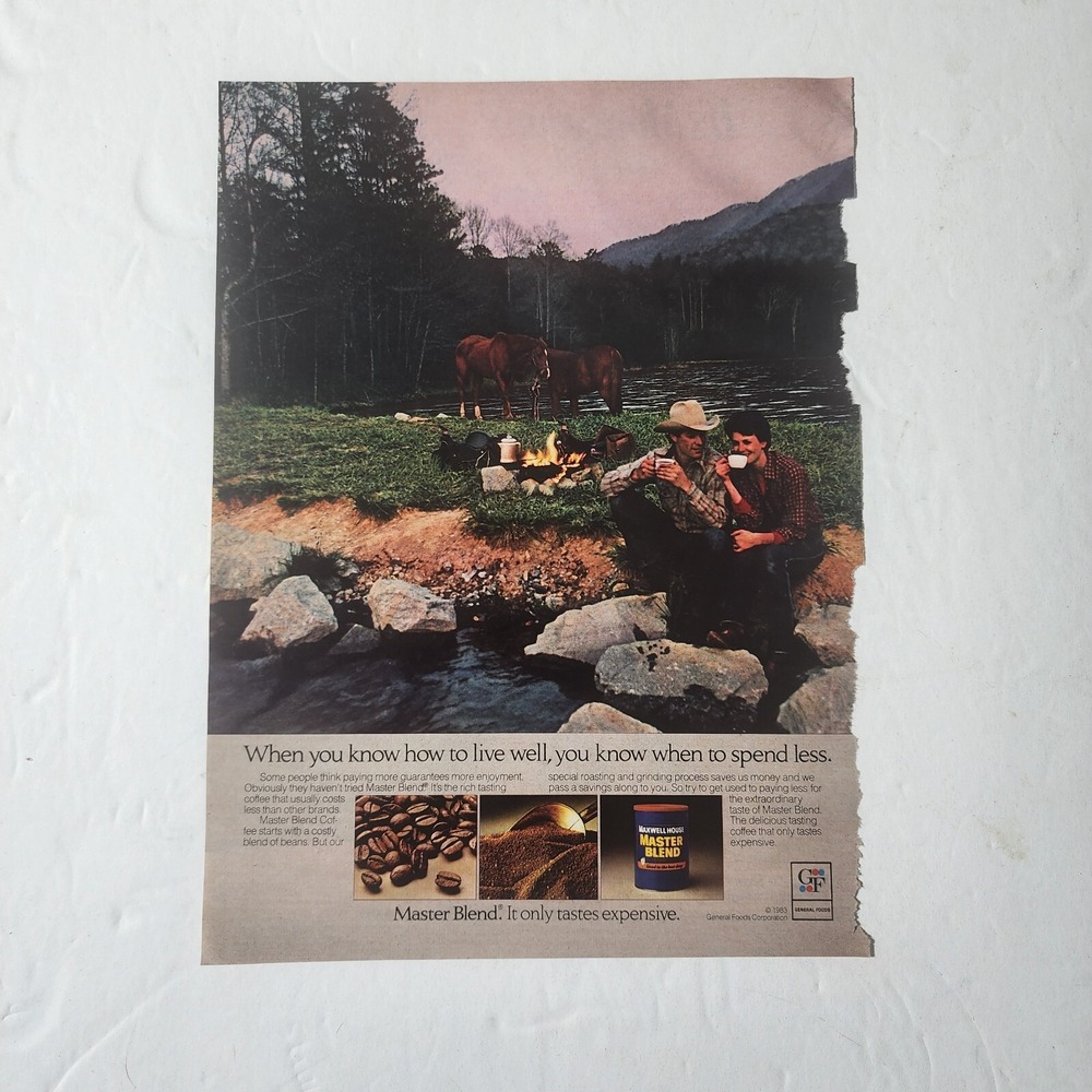 Vintage Print Ad Maxwell House Master Blend coffee camping clipping 1983 8x10.5